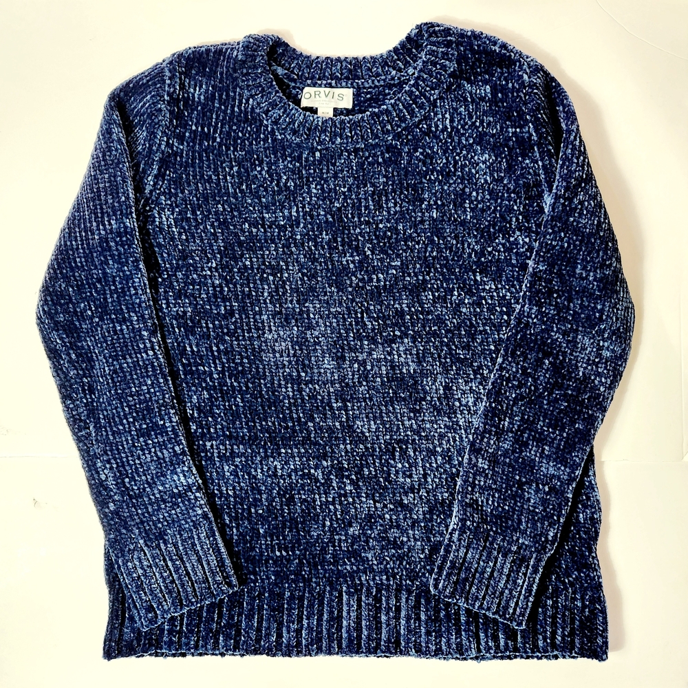 ❤️Orvis Womens Navy Blue Plush Sweater Size: M